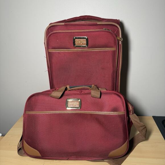 Jessica Simpson Handbags - Jessica Simpson Red Kinsey 2 Piece Travel Suitcase Luggage Set Carry on 20”
